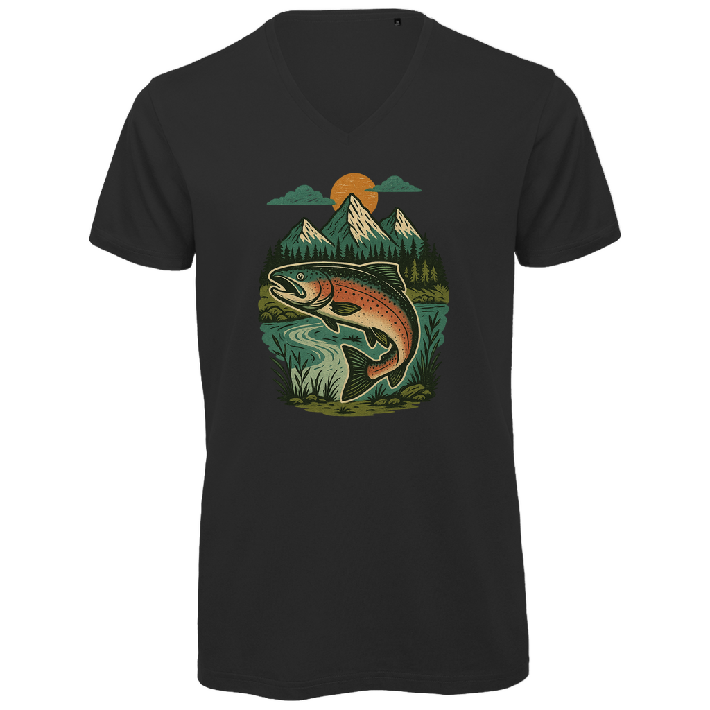 Herren Premium Bio V-Neck T-Shirt Salmon
