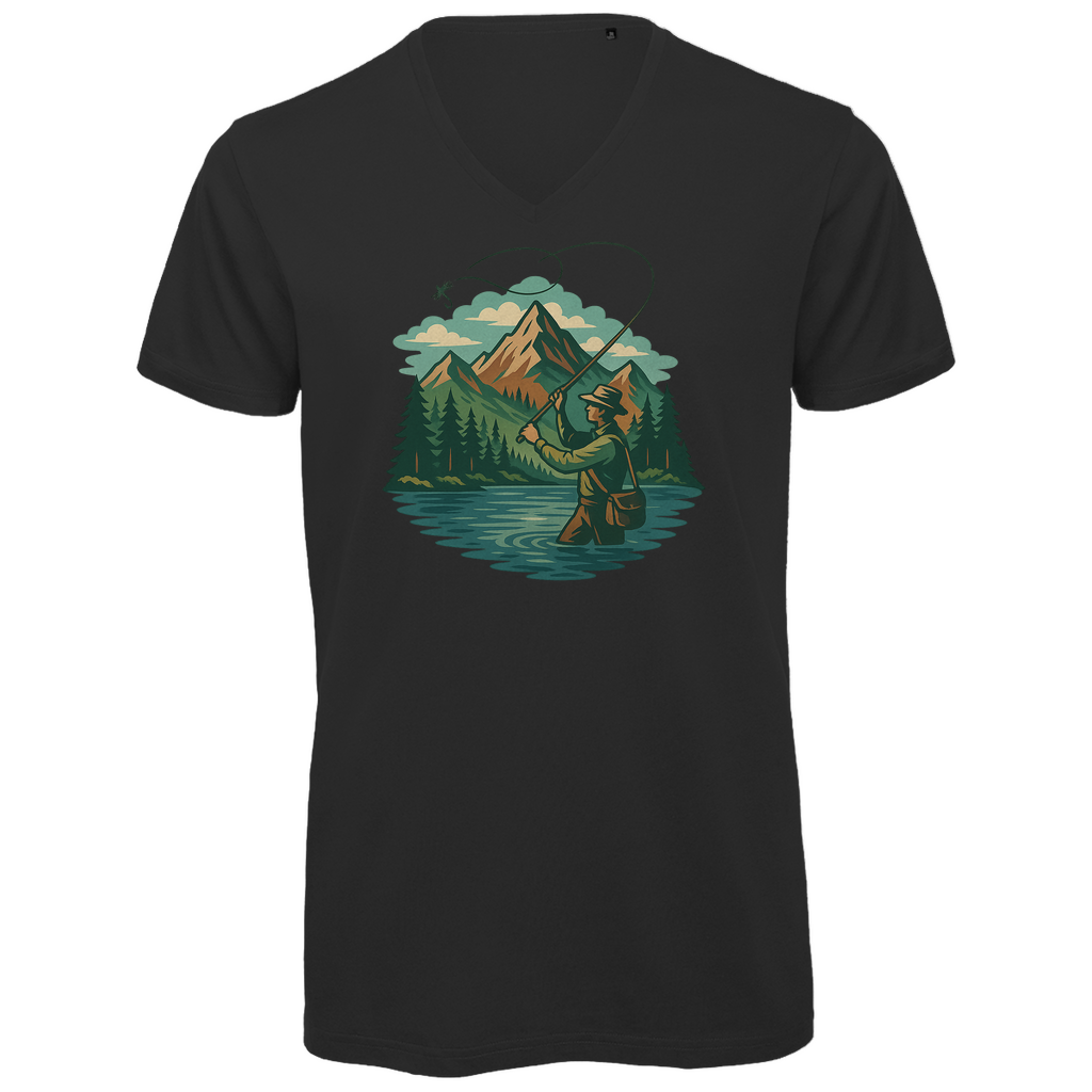 Herren Premium Bio V-Neck T-Shirt Fish