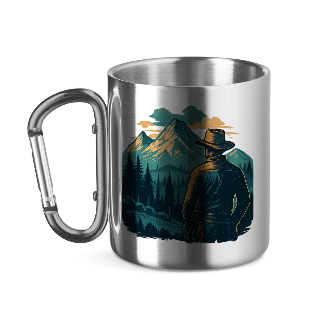Edelstahltasse mit Karabinergriff Cowboy - 320ml