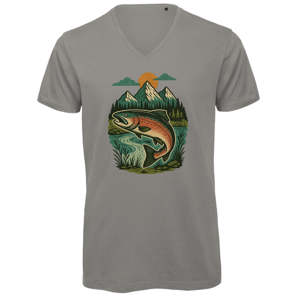 Herren Premium Bio V-Neck T-Shirt Salmon