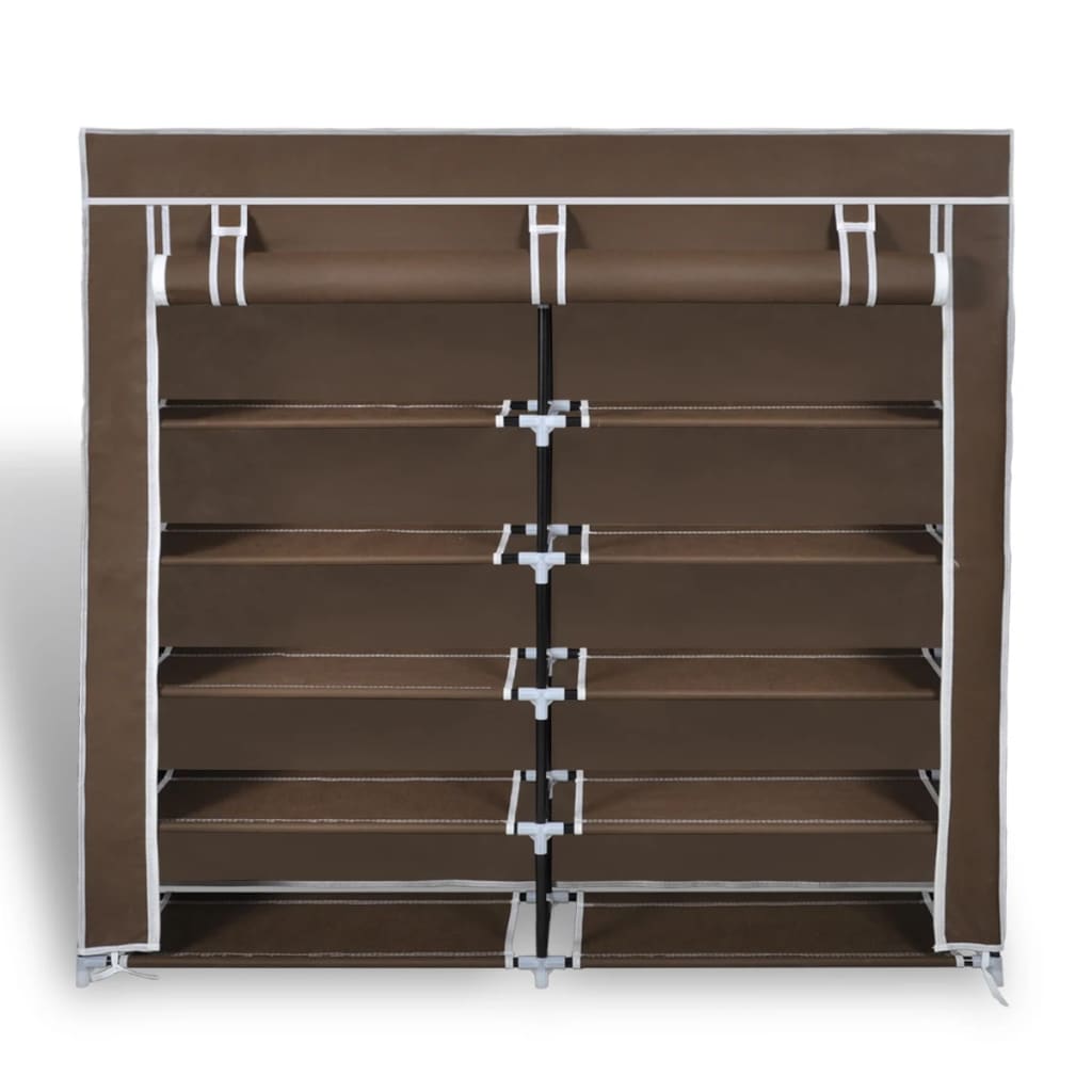 Stoff Schuhschrank mit Abdeckung 115 x 28 x 110 cm Braun
