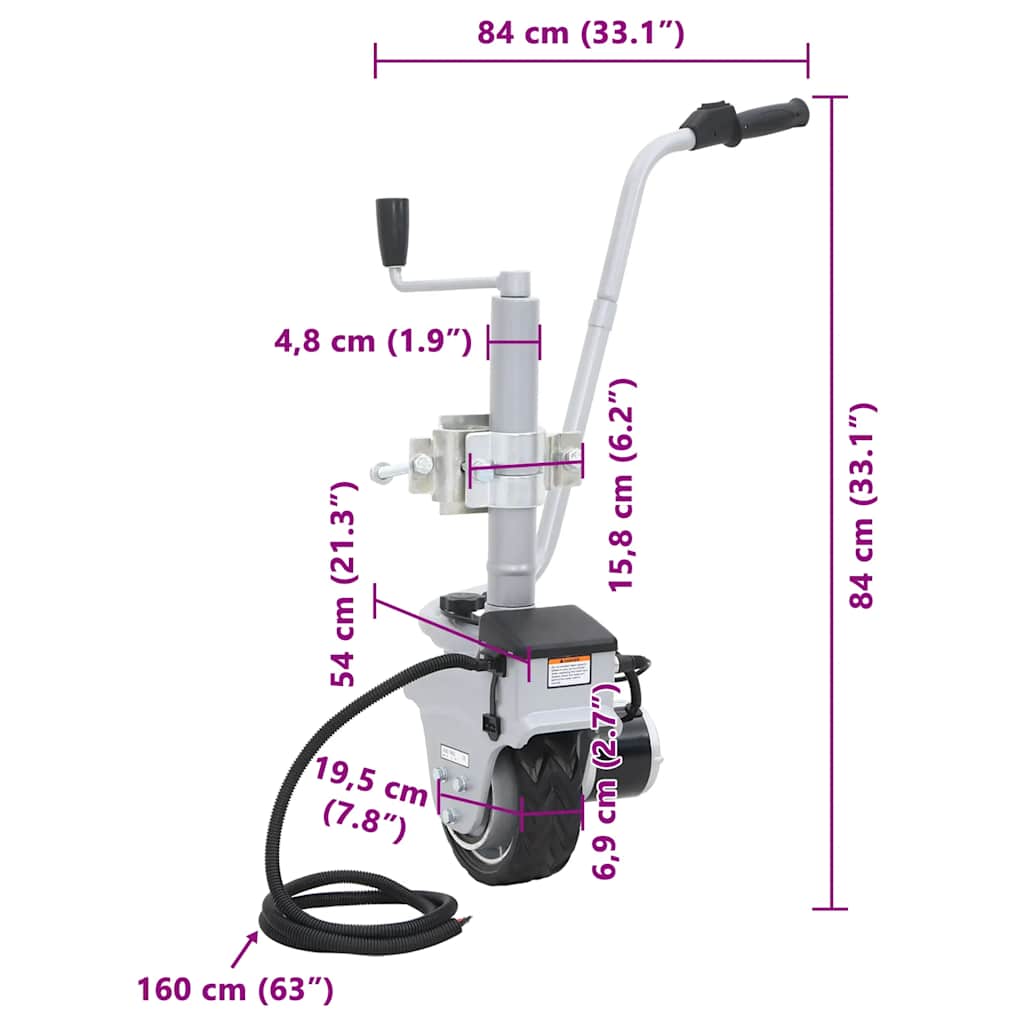 Stützrad Motorisiert Rangierhilfe für Anhänger 12V 350W