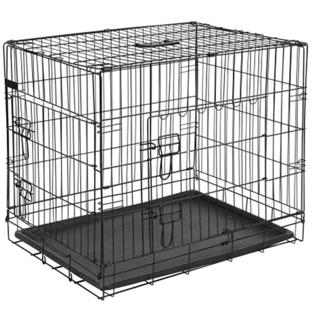 Hundetransportbox Metall 92,5x57,5x64 cm Schwarz 15003