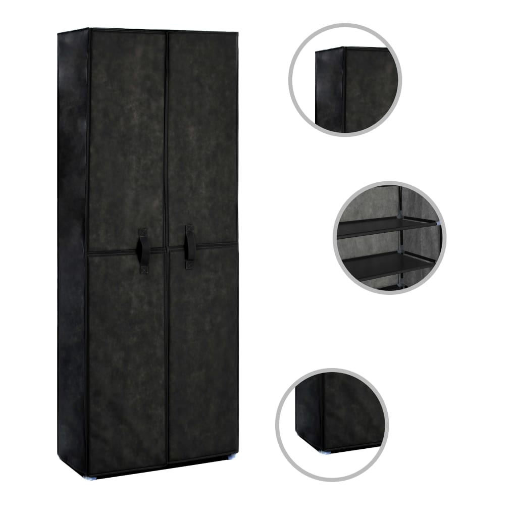 Schuhschrank Schwarz 60x30x166 cm Stoff