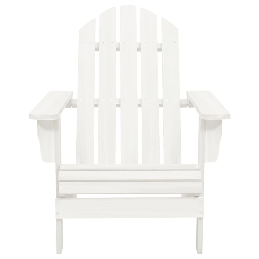 Adirondack-Gartenstuhl mit Fußstütze & Tisch Tannenholz Weiß