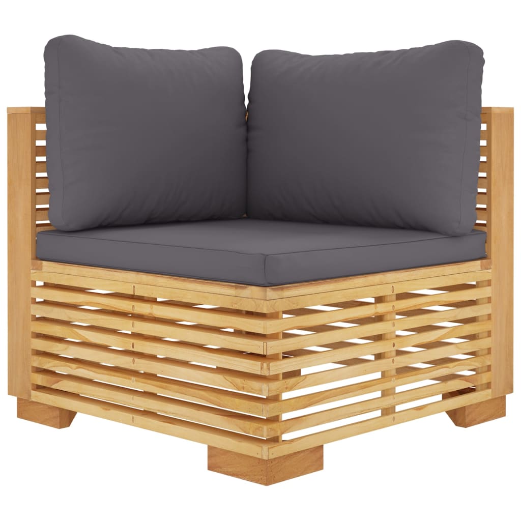 Garten-Ecksofas mit Kissen 2 Stk. Massivholz Teak