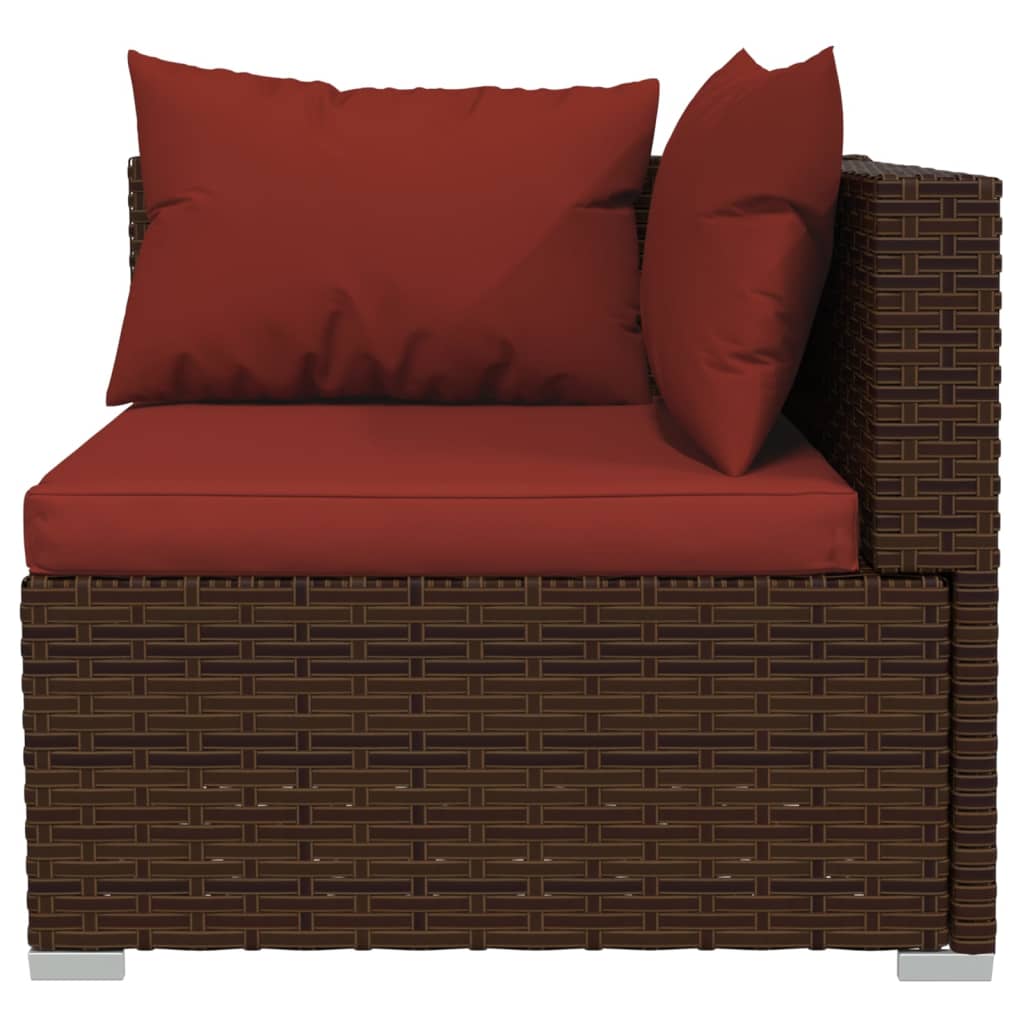 10-tlg. Garten-Lounge-Set mit Kissen Poly Rattan Braun