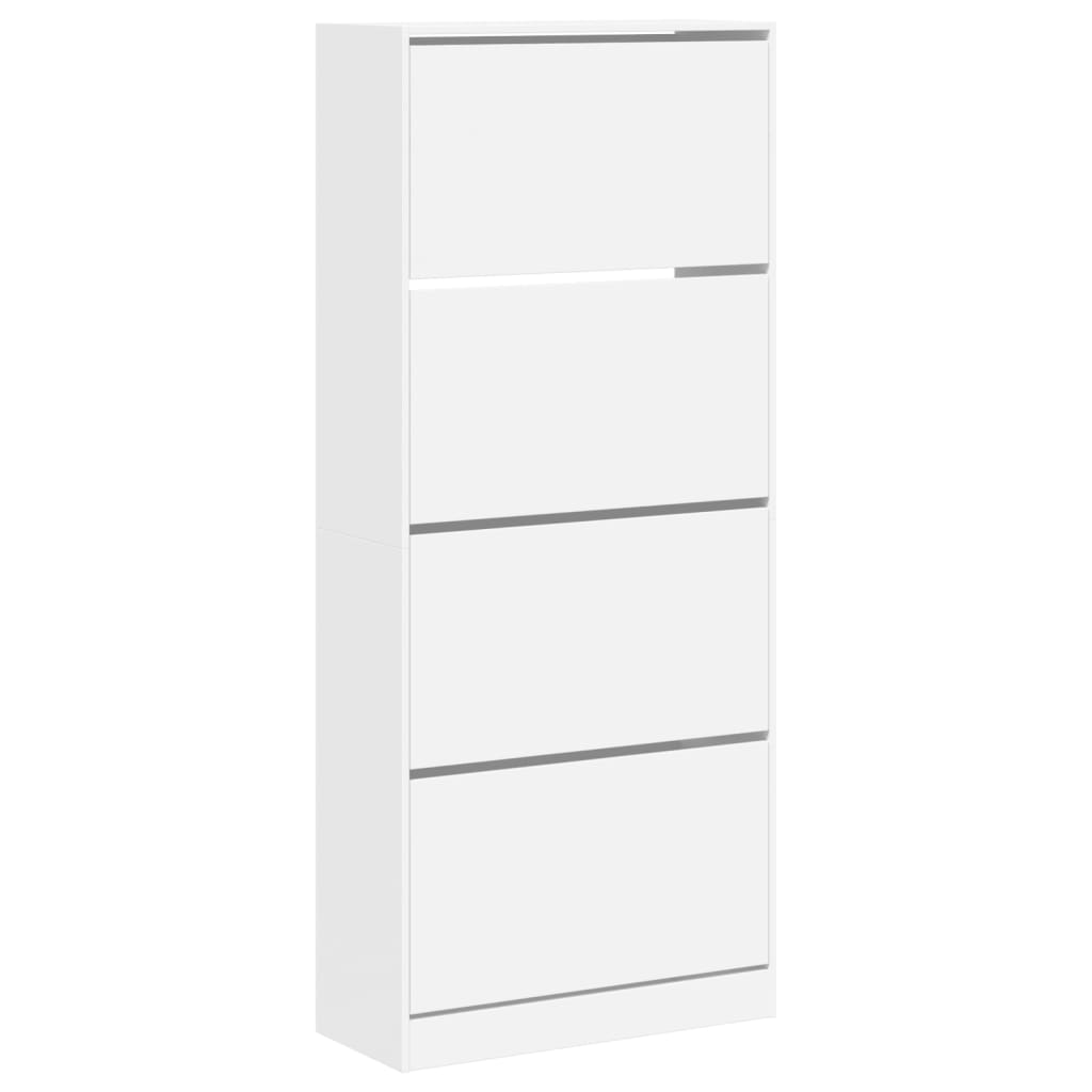 Schuhschrank mit 4 Klappen Weiß 80x34x187,5 cm