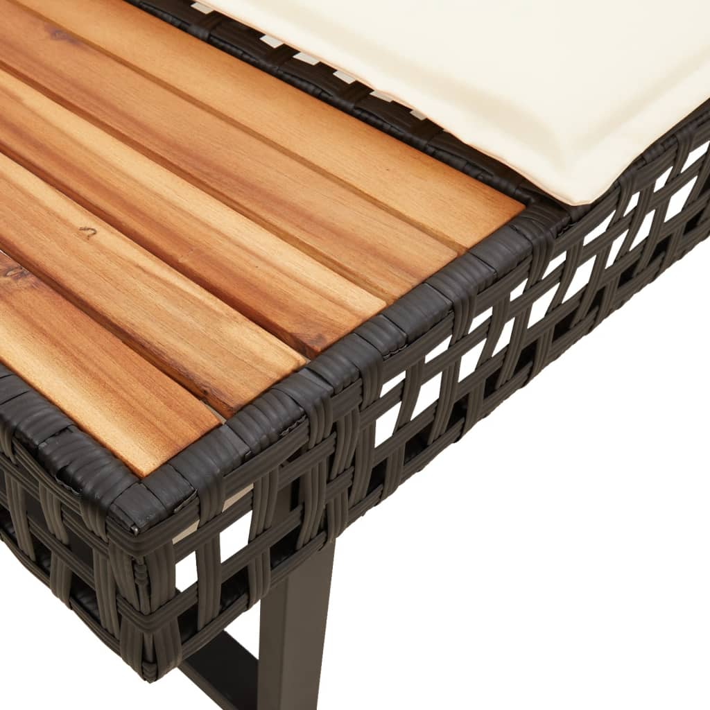 2-tlg. Garten-Sofagarnitur mit Kissen Schwarz Poly Rattan