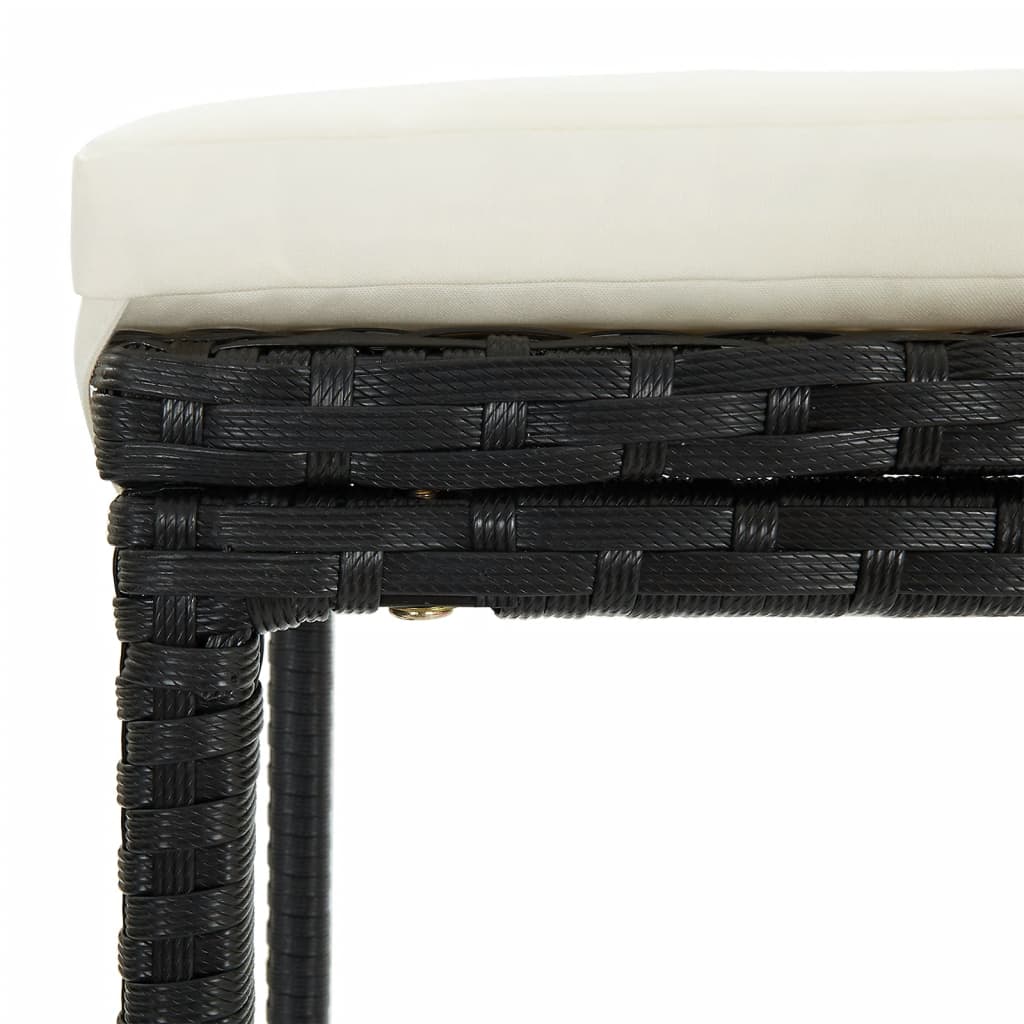 5-tlg. Gartenbar-Set Schwarz Massivholz Akazie und Poly Rattan