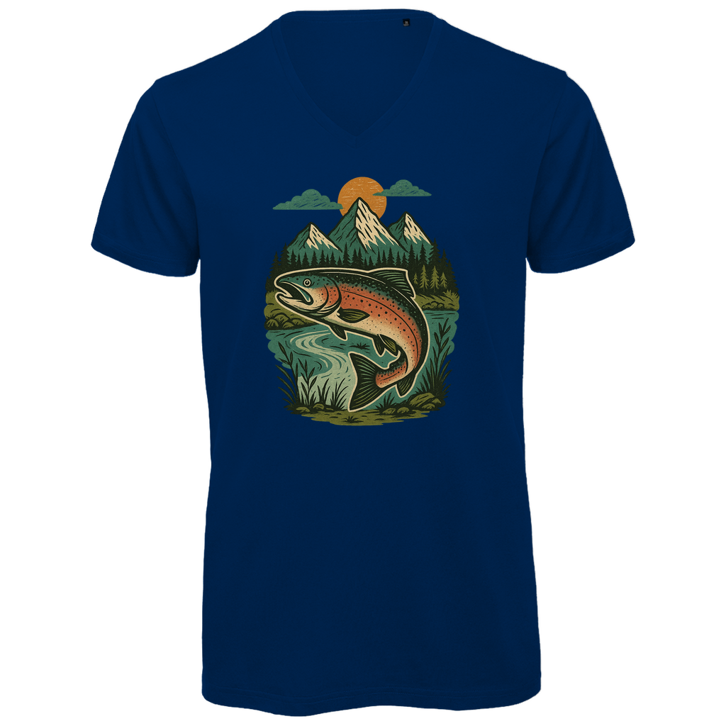 Herren Premium Bio V-Neck T-Shirt Salmon