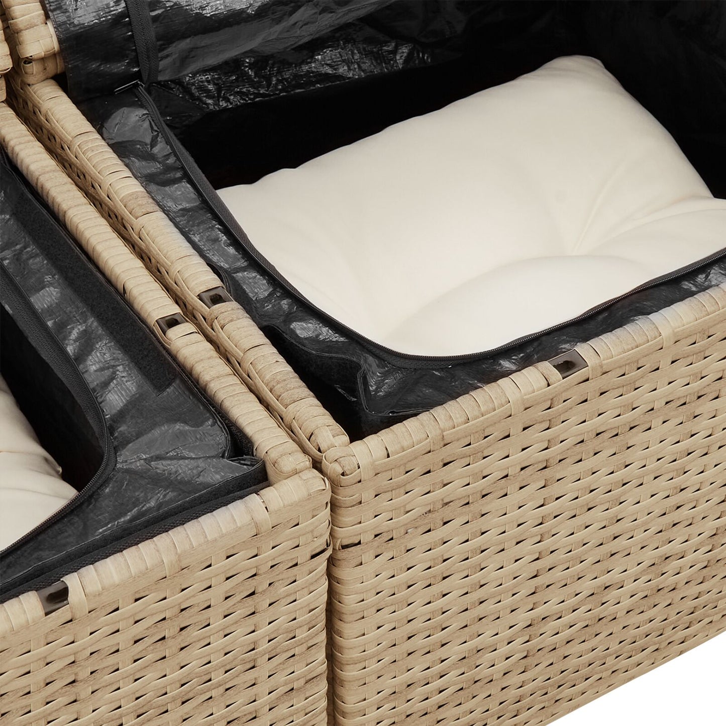 Set aus 5 Teilen Naturbeige Synthetisches Rattan, Polyester
