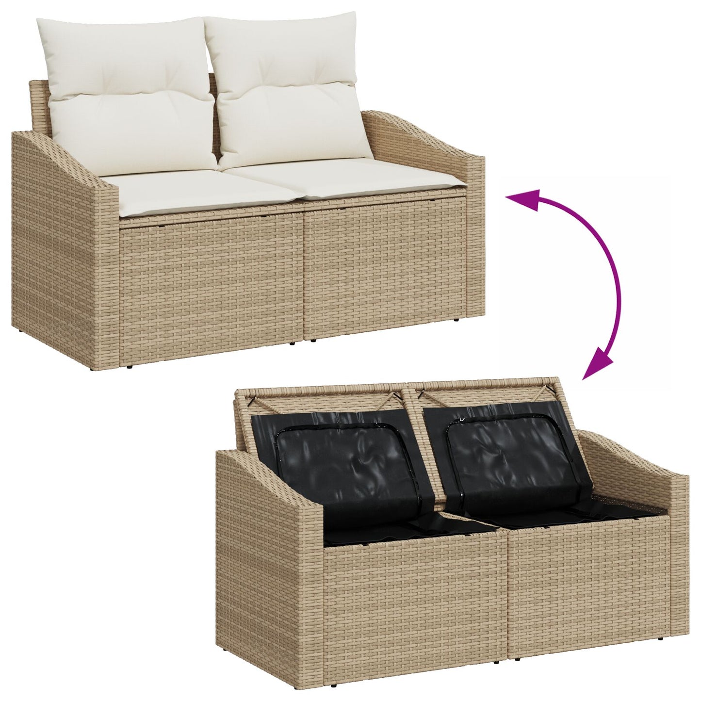 Set aus 5 Teilen Naturbeige Synthetisches Rattan, Polyester