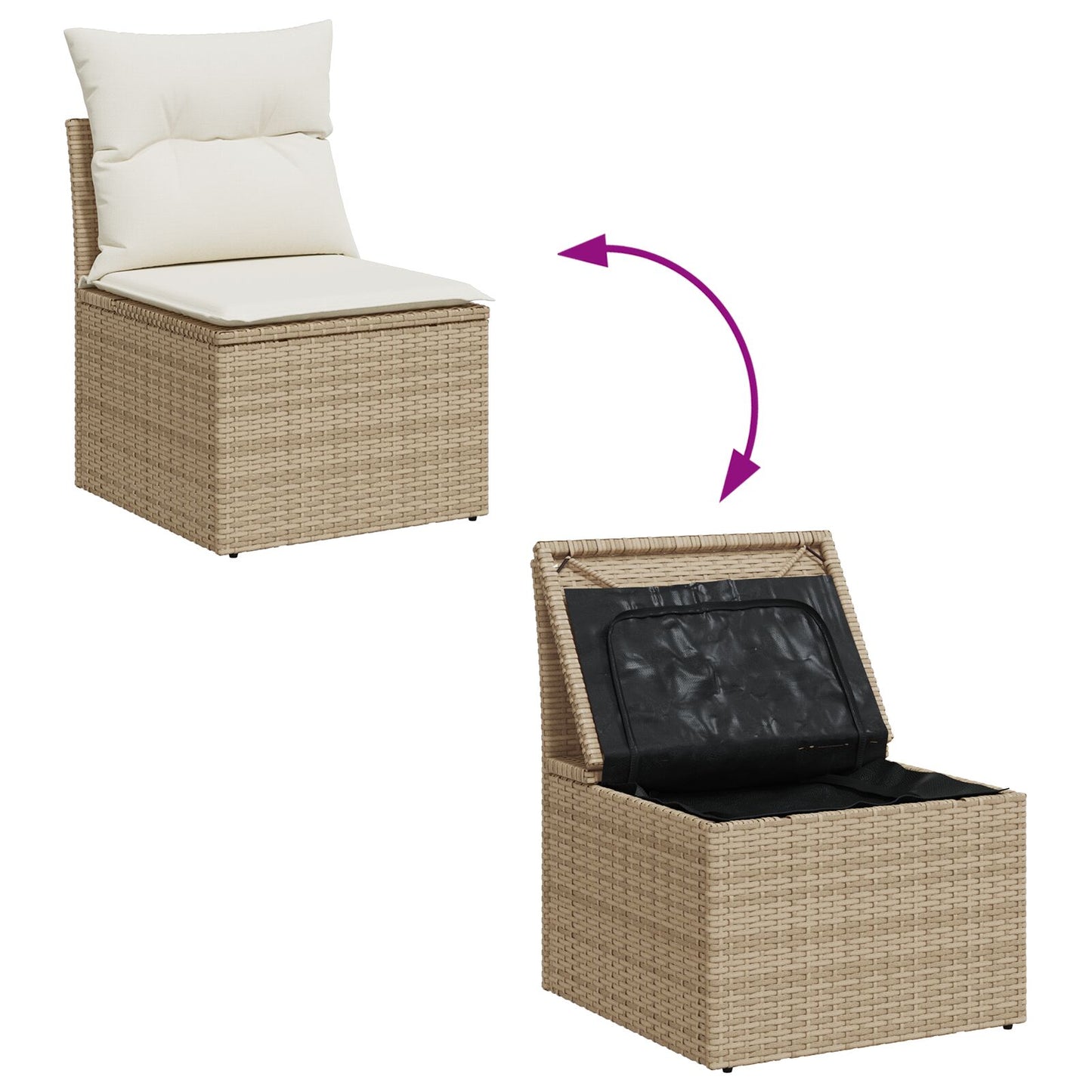 Set aus 5 Teilen Naturbeige Synthetisches Rattan, Polyester
