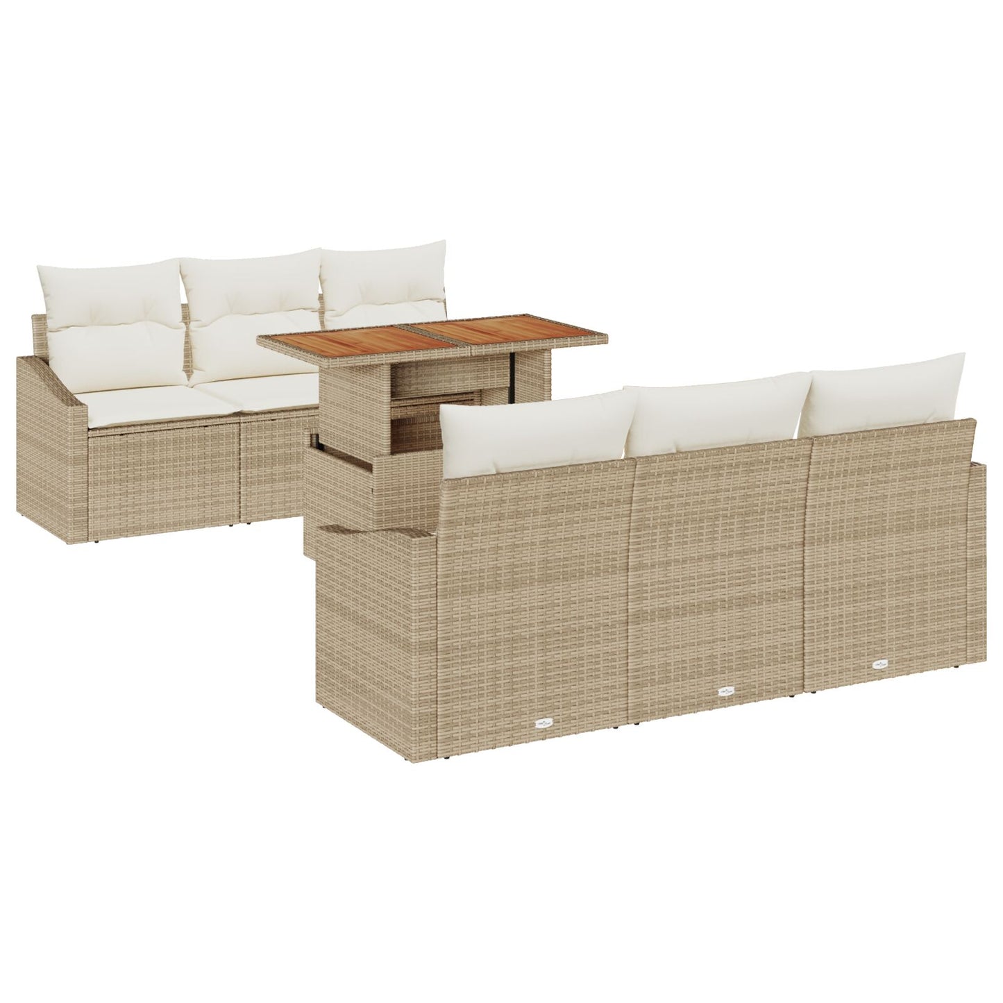 Set aus 5 Teilen Naturbeige Synthetisches Rattan, Polyester