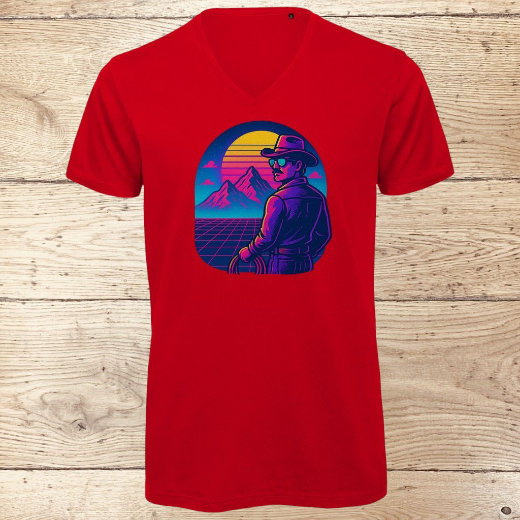 Herren Premium Bio V-Neck T-Shirt Cowboy