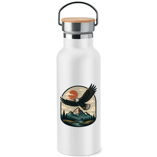 Edelstahl-Trinkflasche mit Bambusdeckel Eagle - 500ml