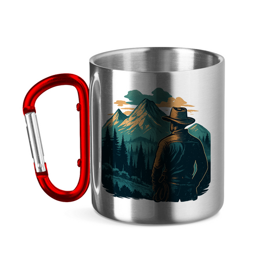 Edelstahltasse mit Karabinergriff Cowboy - 320ml