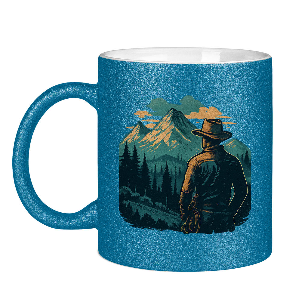 Glitzertasse Cowboy - 330ml Tasse Glitzer