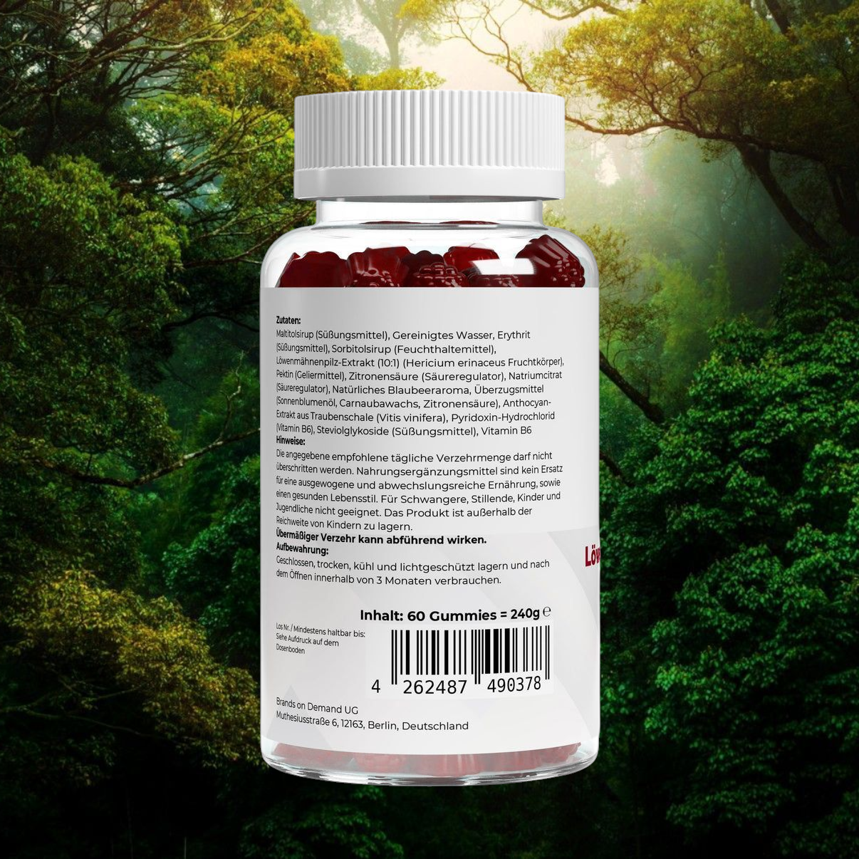 Löwenmähne + Vitamin B6 Gummies - 60 Stk.