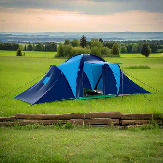 Campingzelt Stoff 9 Personen Dunkelblau und Blau