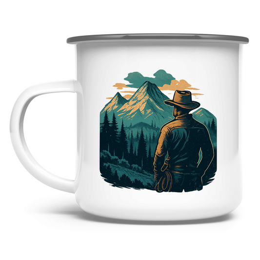 Emaille Tasse Cowboy - 375ml / 450ml Tasse Emaille