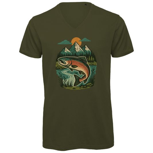 Herren Premium Bio V-Neck T-Shirt Salmon