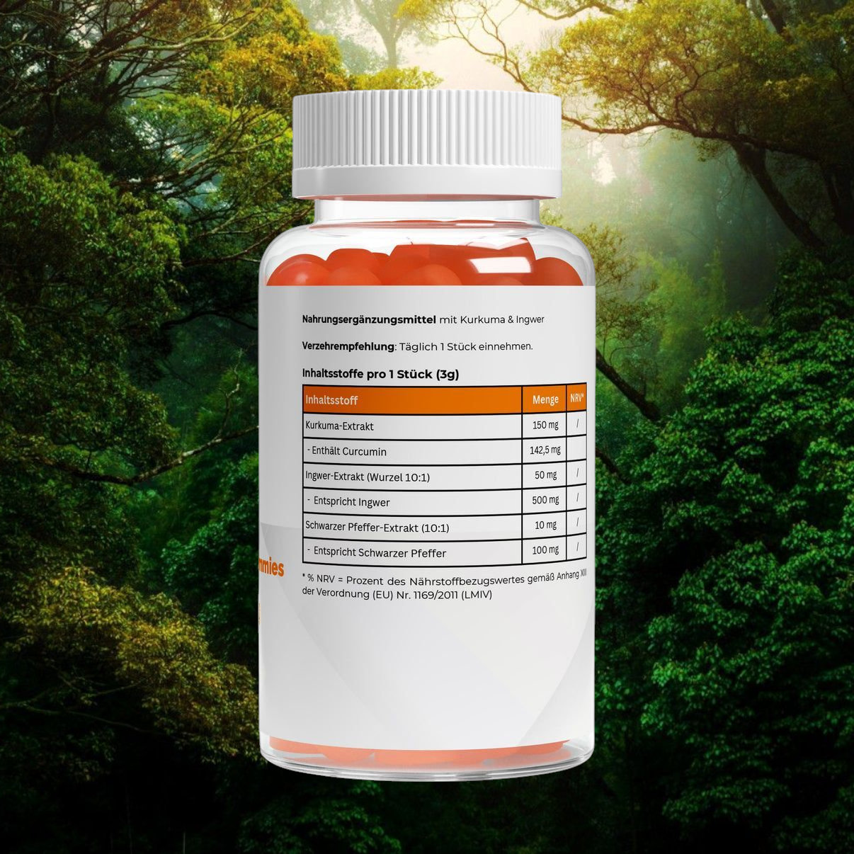 Kurkuma + Ingwer + Schwarzer Pfeffer Gummies - 60 Stk.